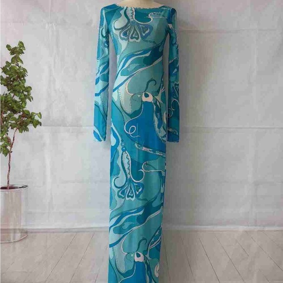 Meet the Posher Dresses & Skirts - PUCCI Ruffled printed tulle maxi dress